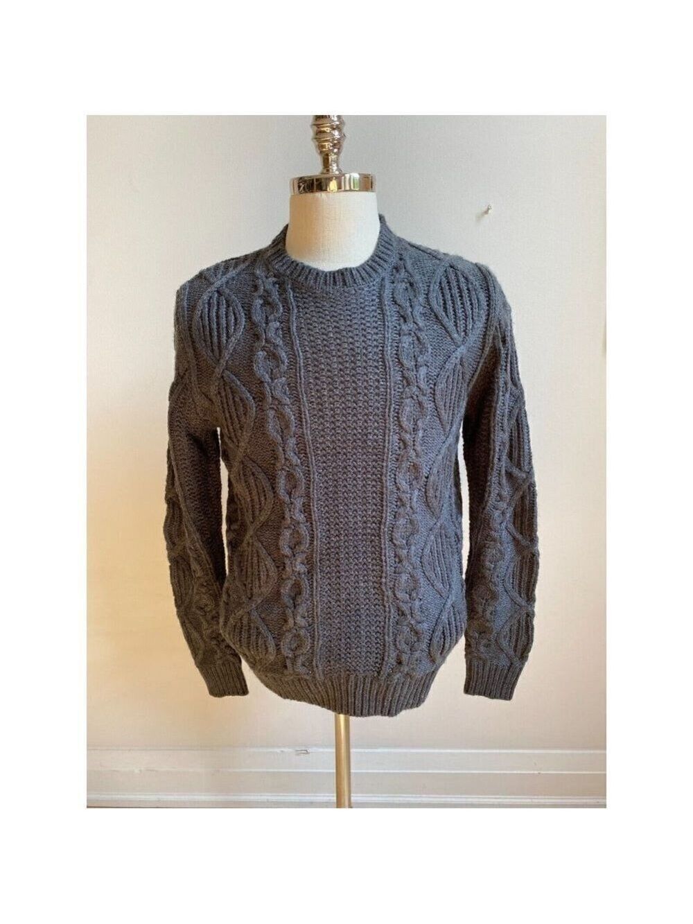 𝅺WEATHERPROOF Vintage BNWOT Cable Knit Gray Pullover Sweater Sz Small